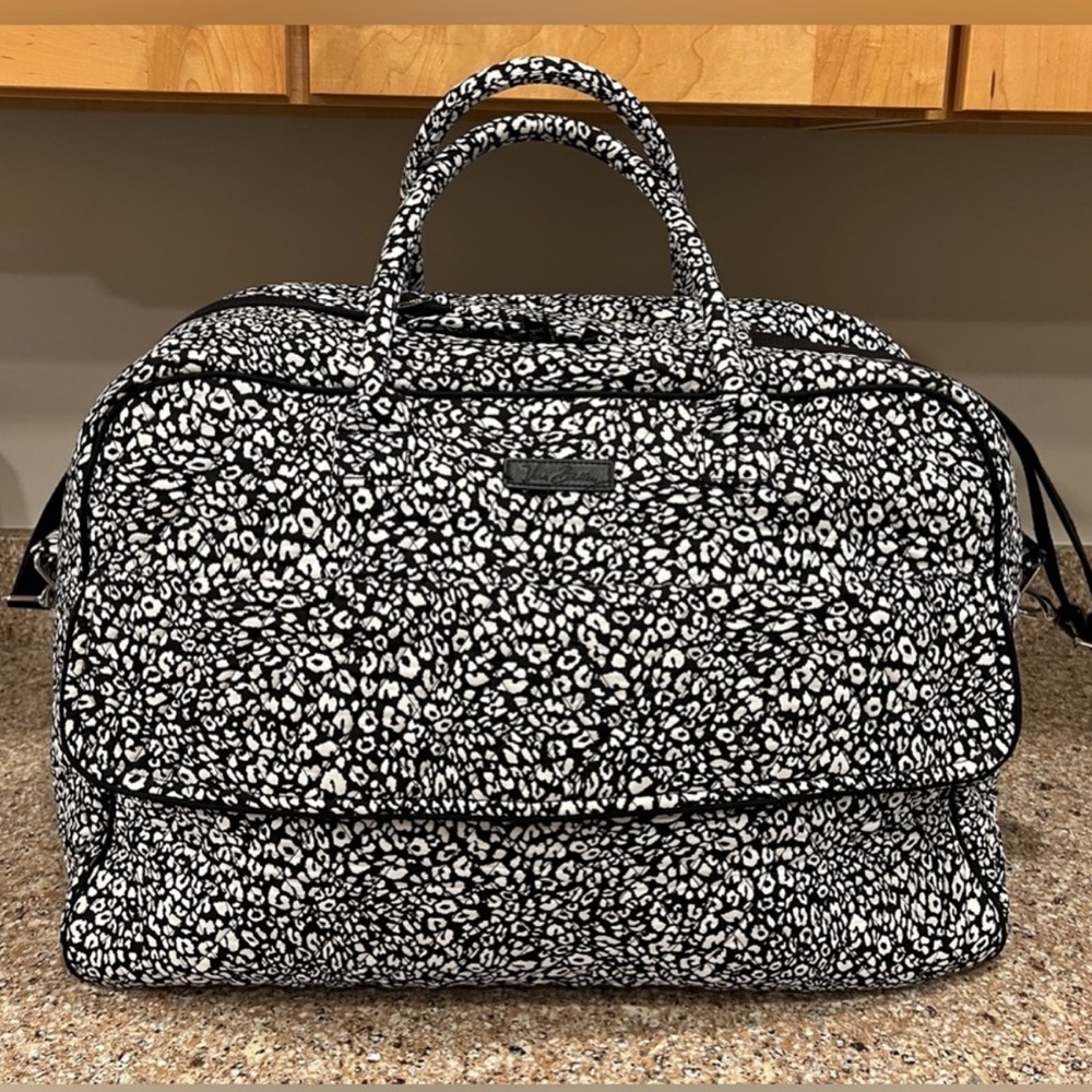Vera Bradley Black and White Leopard Print Grand Weekender Bag